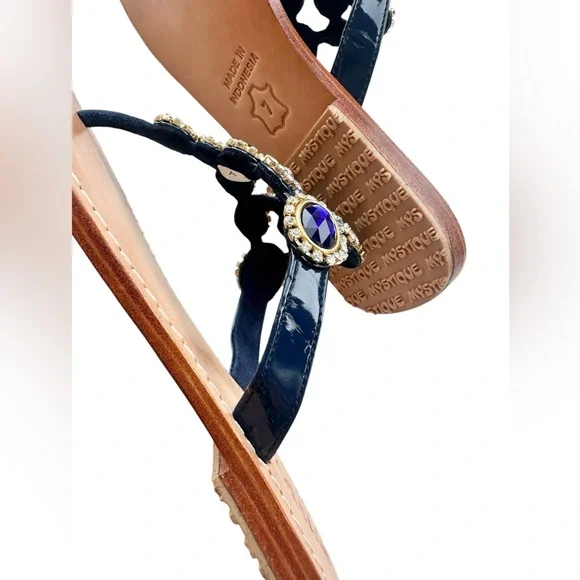 Mystique Boutique Boca Raton  Blue Beaded Sandals, brand new, never worn - Picture 11 of 16